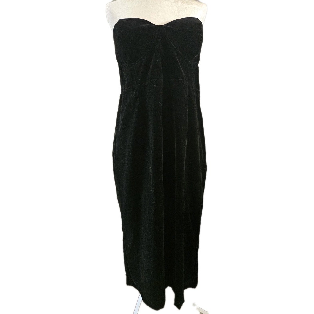 Forever 21 NWT Dress Womens 3X Black Velvet Strapless Bra Slit Whimsigoth LBD